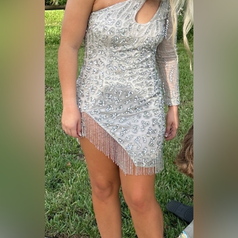 Elegant Silver Sequin Dress